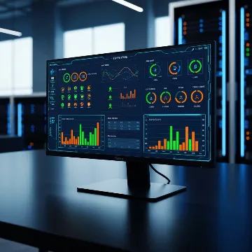 AI call center dashboard interface showing real-time analytics and customer interaction metrics